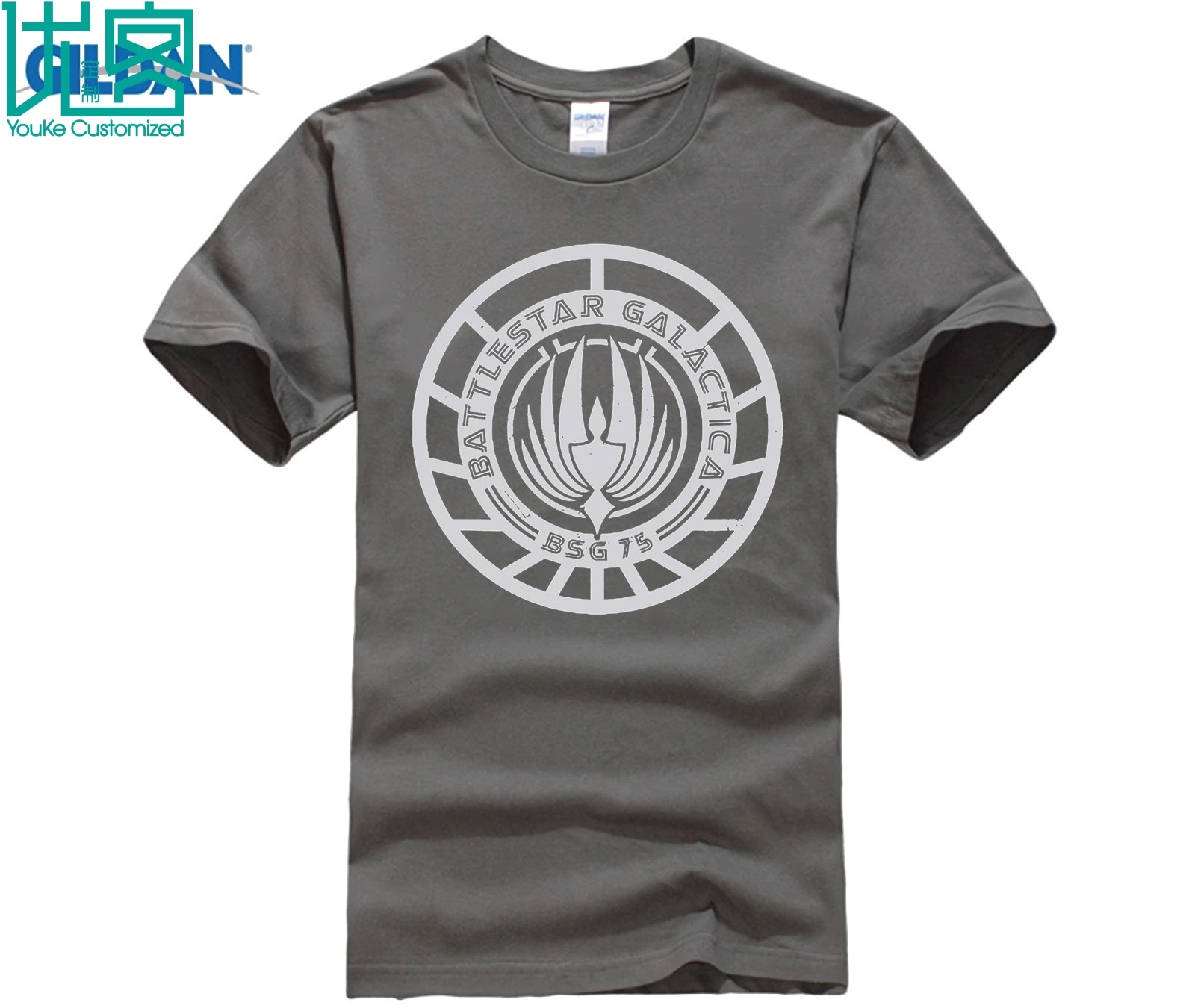 Футболка мужская с коротким рукавом Battlestar Galactica царапается Логотип Мужская s Slim Fit