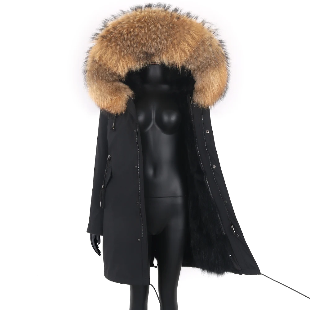 Thick Warm Real Fox Fur Liner 2022 Real Fur Coat Winter Jacket Women Long Parka Waterproof Big Natural Raccoon Fur Collar Hood