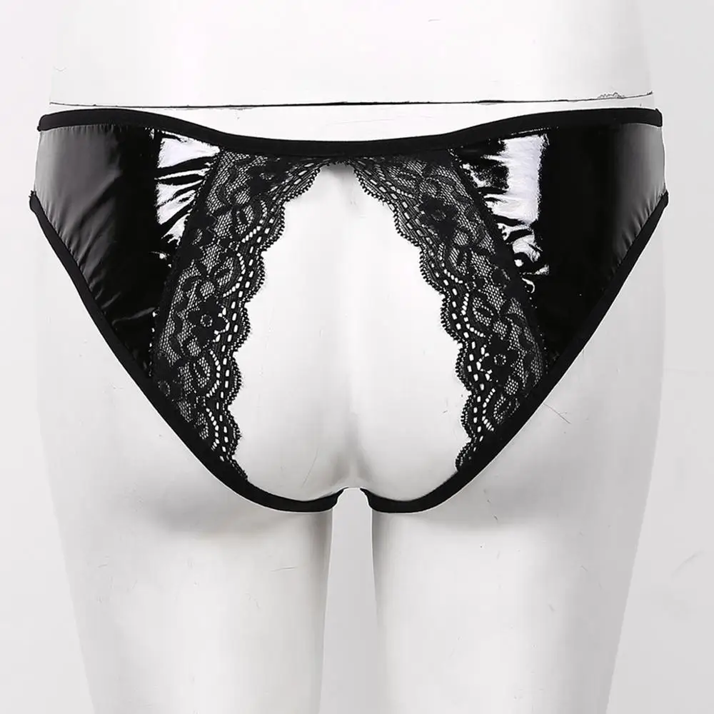 Женские короткие Femme с открытой промежностью прикладом трусики кожи вырезами