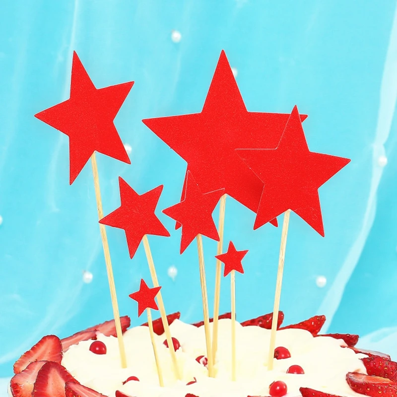 Набор из 7 карт с пятиконечными звездами красивое украшение для торта подарки на