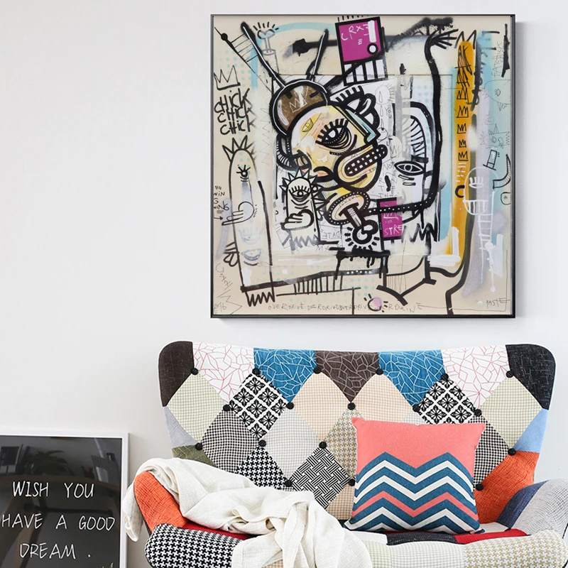 

Graffiti Street Art Poster Joachim Abstract Colorful Face Canvas Painting Wall Art Pictures For Living Room Decoration No Frame