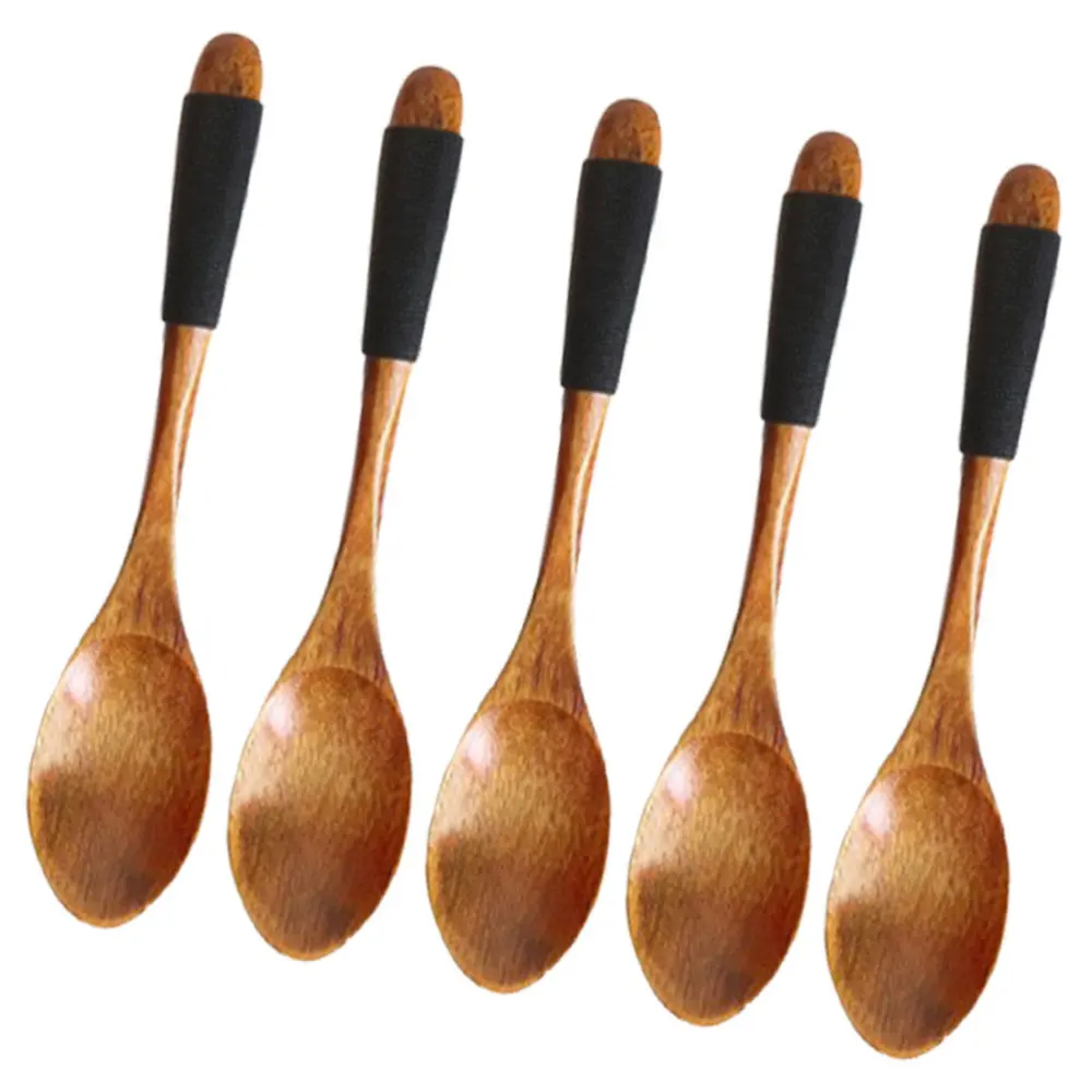 

5pcs Wood Spoon Dessert Spoon Children Mini Spoon Portable Tableware for Home Restaurant (CYS020Q 12.5cm)