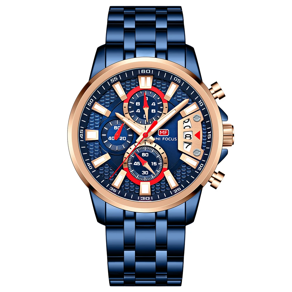 Модные мужские часы MINI FOCUS из нержавеющей стали роскошные брендовые кварцевые
