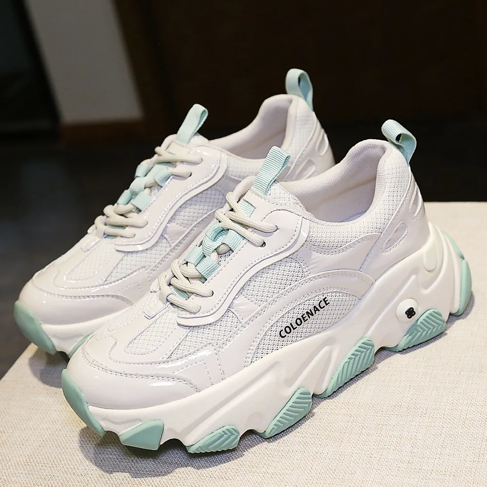 

Jookrrix 2020 Women Spring Genuine Leather Shoes Female Increased 5cm Wedges Thick Sole Lady Comfortable Chunky Sneakers