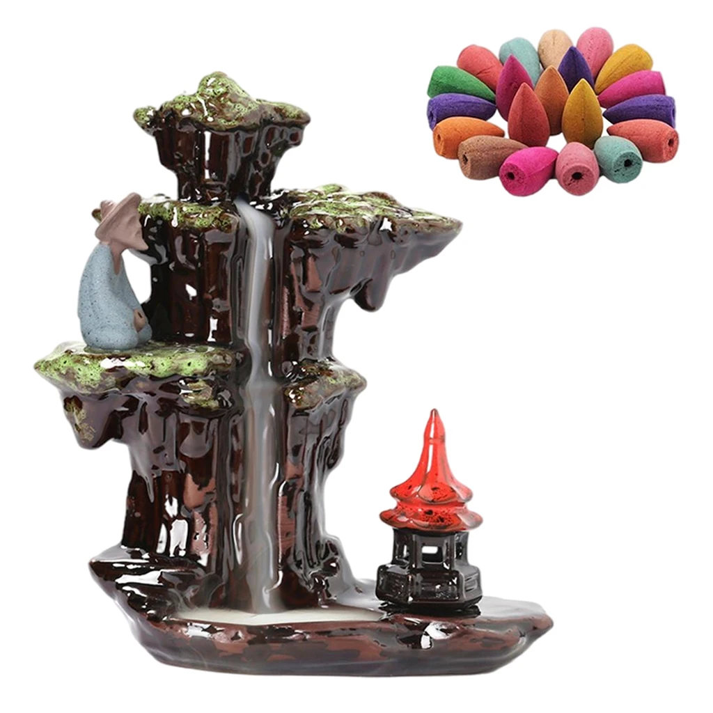 

Ceramic Backflow Incense Holder Waterfall Incense Burner Aromatherapy for Home Office Yoga Aromatcherapy