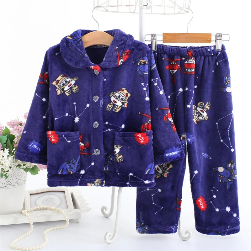 Pijama infantil inverno; детский пижамный комплект из кораллового флиса; пижама с принтом для маленьких мальчиков и девочек; детская фланелевая одежда для сна; пижамы для младенцев - Цвет: Navy zodiac