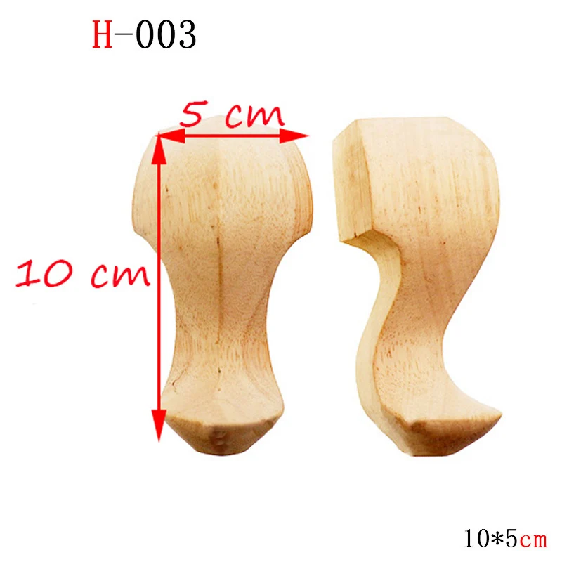 H-003 10x6cm 2 шт./компл. деревянные ножки для мебели твердой древесины цветок резьба ТВ шкаф сиденье диван ножки без покраски Прямая поставка - Цвет: H-003 10x6cm