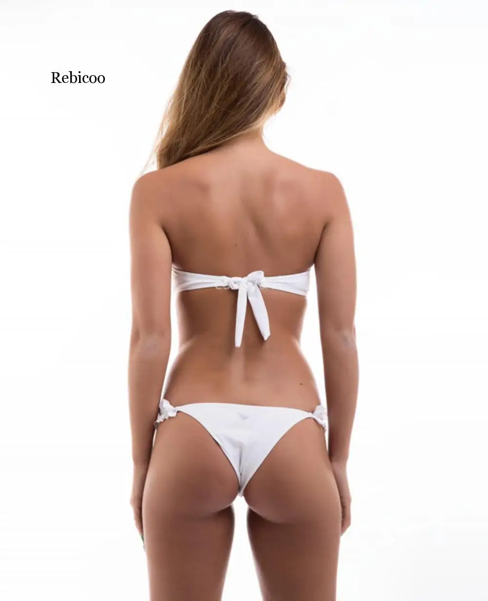 

Strapless Lace Swimwear Padded Push-up Swimsuit Bikini Sexy Solid Color Bathing Suit Beachwear Hot
