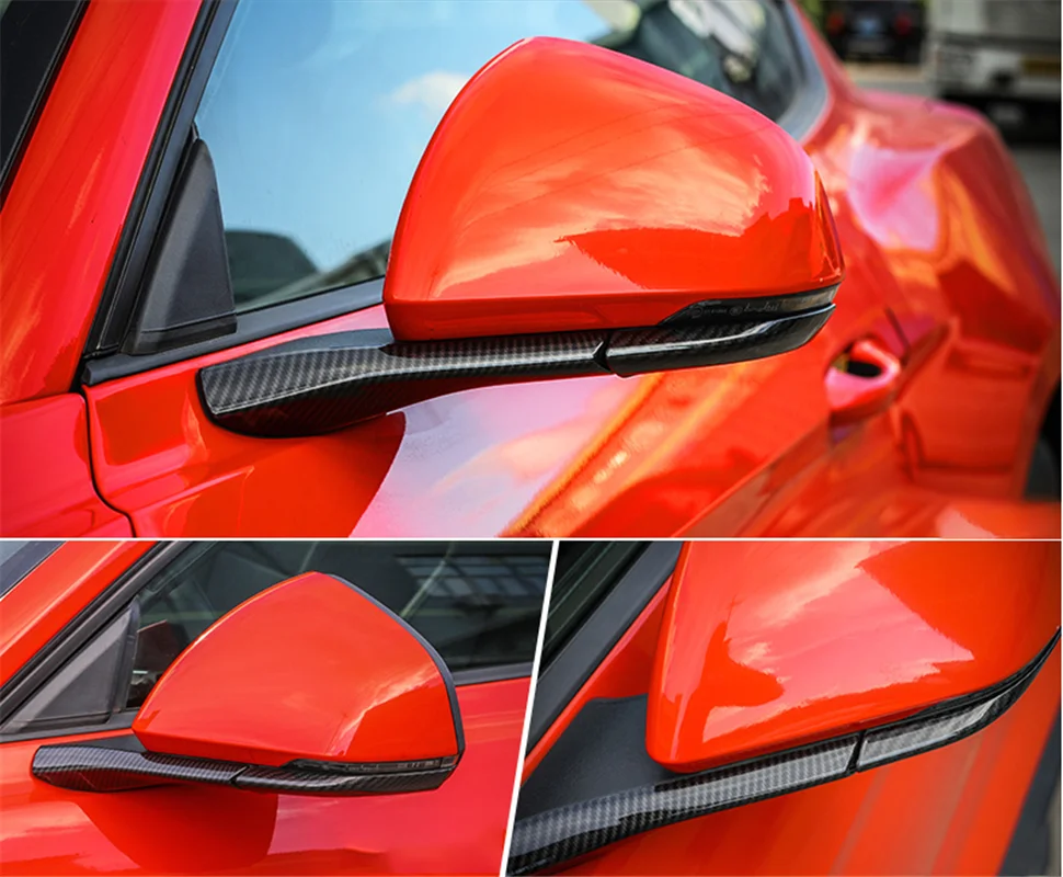 

Car Mirrors Stickers Decorations Rearview Side Mirrors Base Cover Trim ABS Carbon For Ford Mustang 2015 2016 2017 2018 4 PCS