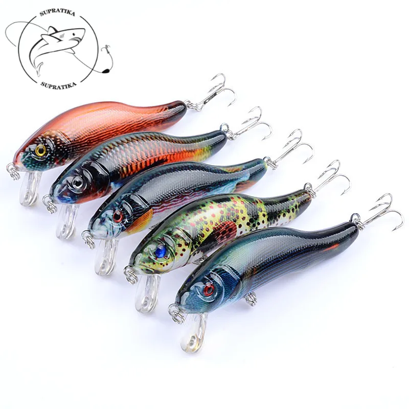 

5 шт./лот, реалистичные воблеры для морской рыбалки, 9 см, 12,9 г, искусственные жесткие плавающие приманки с крючками 6 #