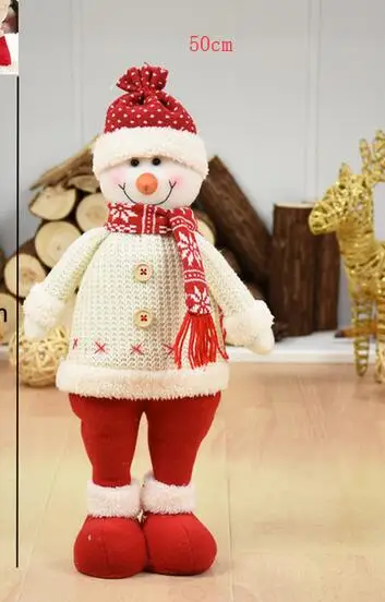 50cm Год 100cm Christmas Dolls Retractable Santa Claus Snowman Elk Toys Figurines Christmas Gift Tree Ornament - Цвет: 50cm