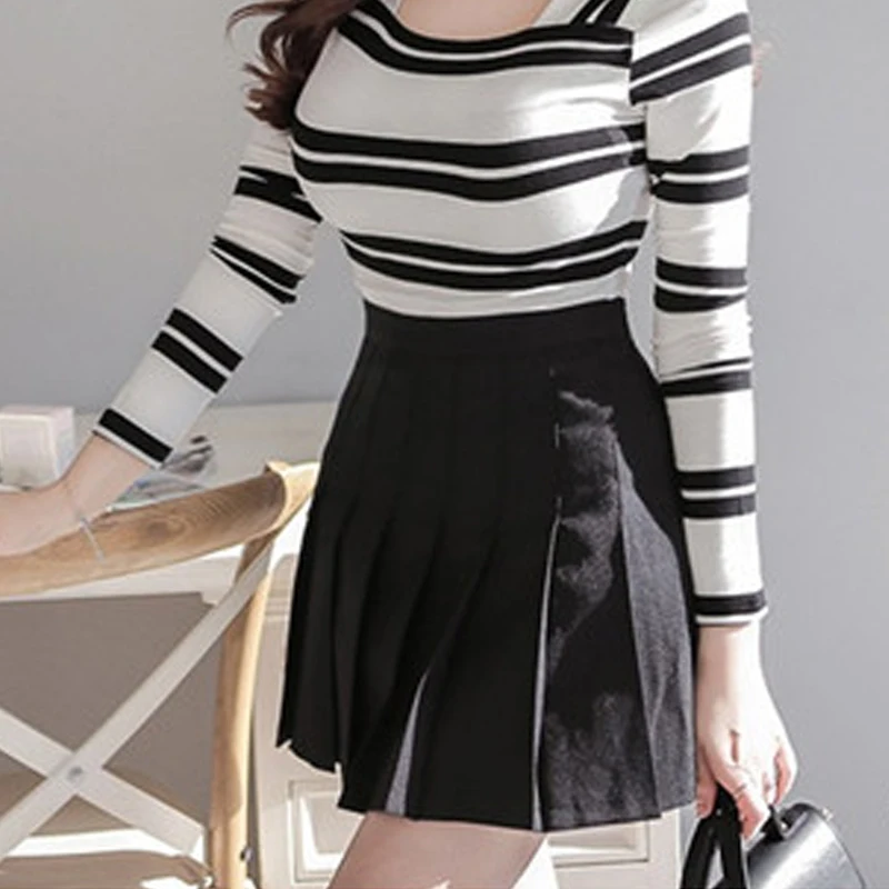 Плиссированная теннисная юбка для девочек короткое платье с завышенной талией и