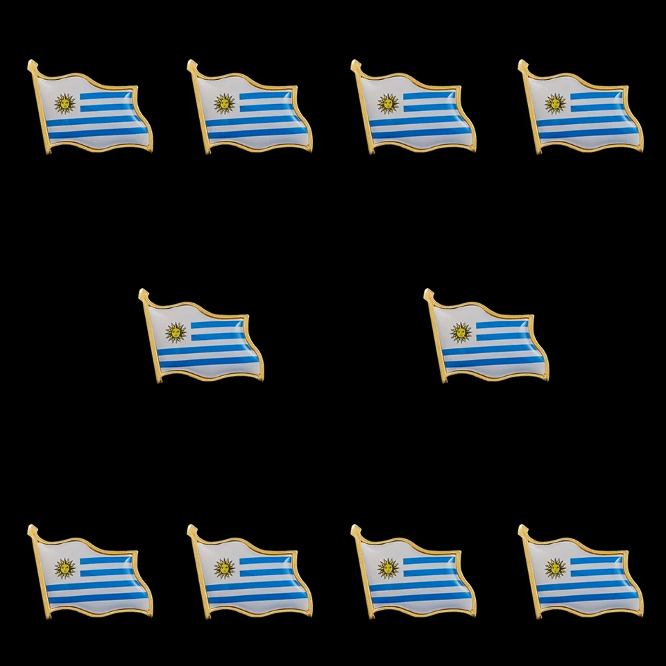 

10PCS Uruguay Waving Flag Brooches Badge Lapel Pins For Men Suit Safety Pins