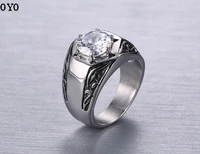 100%925 silver ring white zircon ring mens fashion sterling silver ring