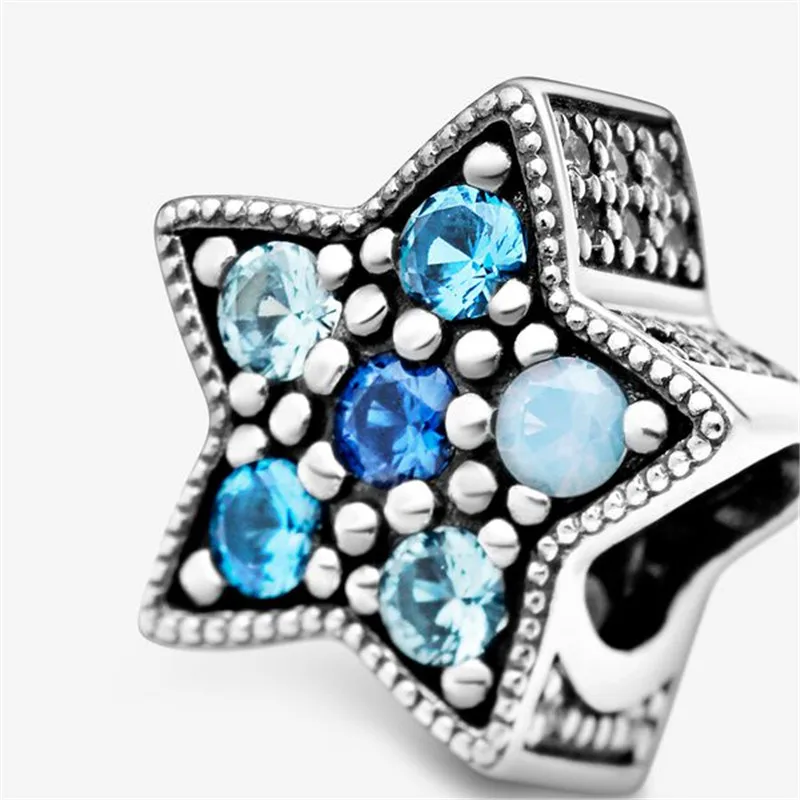

100% Real 925 Sterling Silver Bright Star Charm Fit Original Pandora Bracelet For Women Birthday Fashion Jewelry Gift
