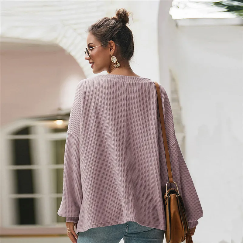 

Women Casual V Neck Knitted Pullover Sweater Women Full Sleeve Sweater Top 2020 Autumn Winter New