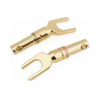 8pcs12pcs nakamichi brass gold plated u type y spade speaker plugs audio screw fork connector adapter audio line banana plug