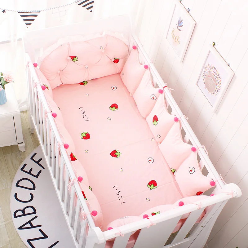 5pcs Cotton Crib Baby Bedding Nordic Style Children's Bumper Around Cot Removable And washable Baby Bed Protector Room Decor