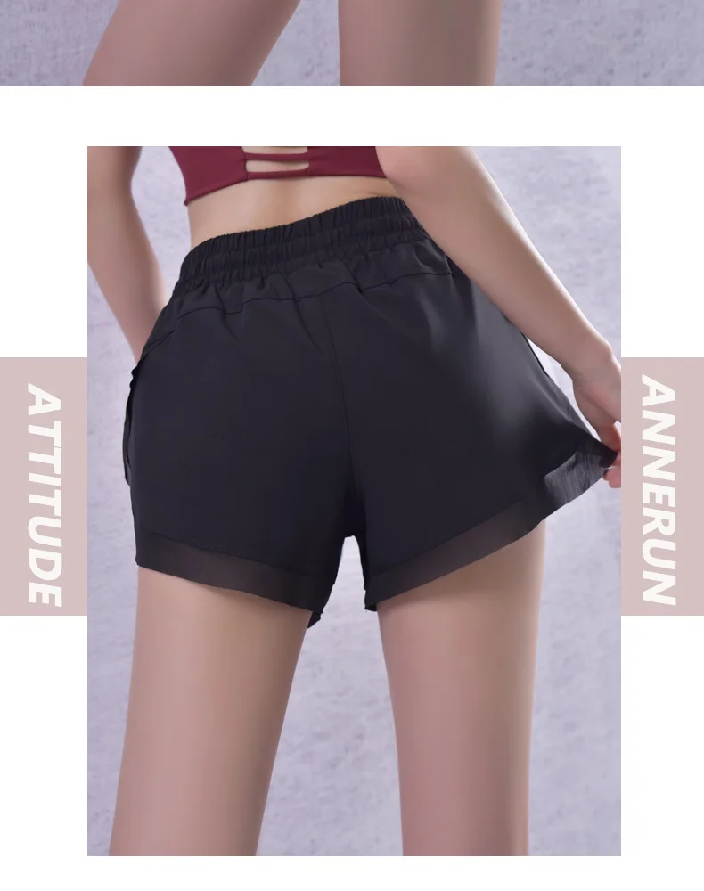 Women's Shorts High Waist Anti-empty Fitness Yoga Pants Loose Outer Wear Running Quick-drying Thin Section Training Quick-drying