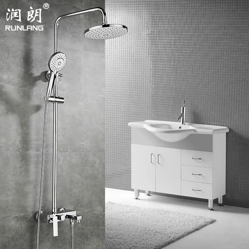 

Juxin bathroom full copper flower shower set mixed water pressurized one button three gears flower shower set