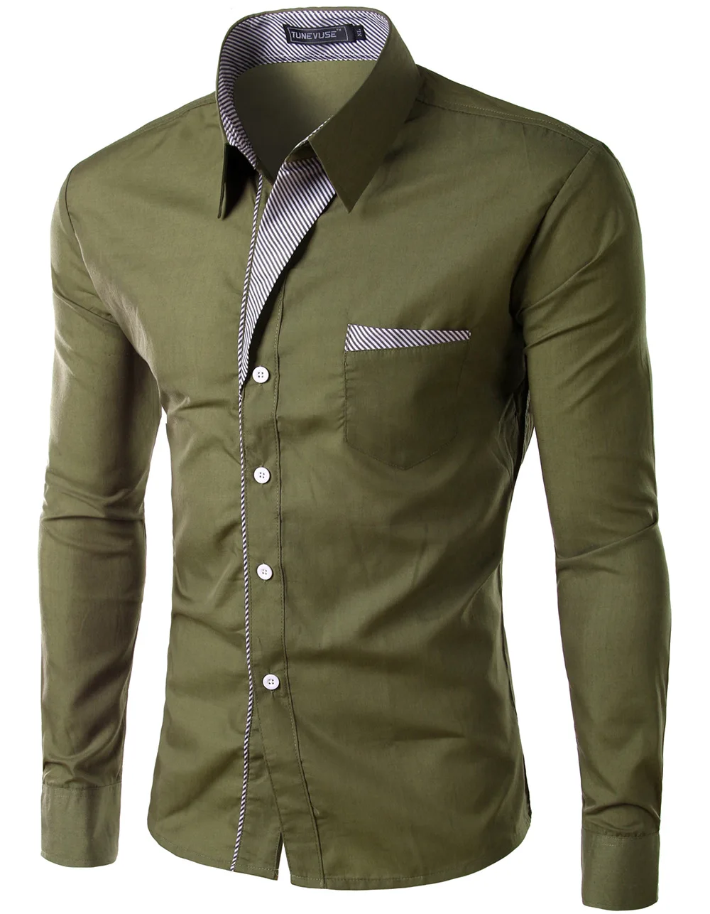 Kezera модный бренд Camisa Masculina рубашка с длинными рукавами для мужчин корейский тонкий дизайн формальная повседневная мужская рубашка Размер M-4XL - Цвет: Army green
