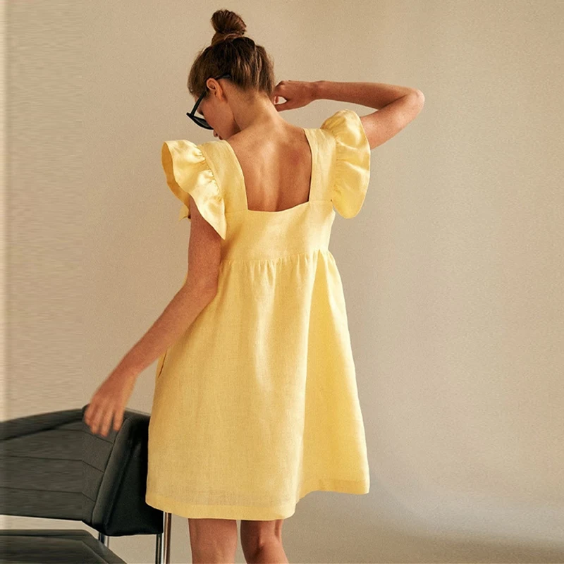 

Юбка женская, однотонная, с высокой талией, желтая