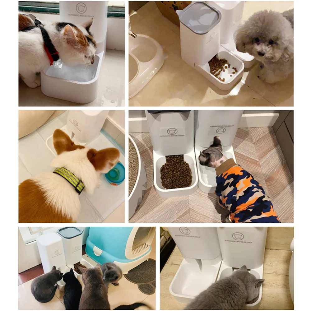

Large Capacity Cat Automatic Feeder And Drinker Dog Water Dispenser Pet Puppy Waterer Food Bowl Container Auto Feeders For Cats