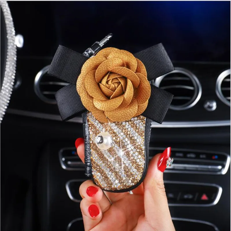 Новинка 2020 Модный женский чехол для автомобильного интерьера с цветком камелии