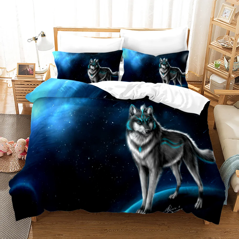 

Print Wolf Bedding Set Single Twin Full Queen King Size Animal Wolf Bed Set Adult Kid Bedroom Duvetcover Sets 3D Design drap