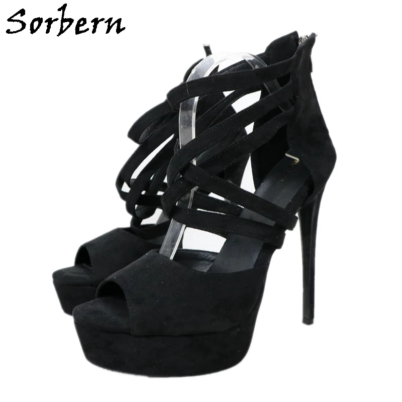 

Sorbern Purple Platform Sandals High Heel Summer Shoes Cross Strap Open Toe Stilettos Custom Designer Luxury Sandal Shoes