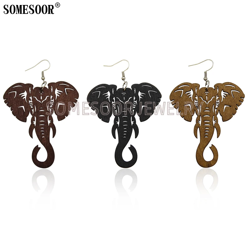 SOMESOOR ювелирные изделия 2020 новый узор деревянная лазерная резка Слон Форма милые