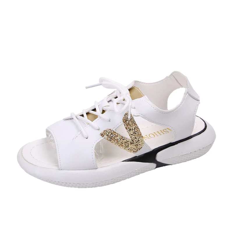 

Sports sandals 2020 spring new casual thick bottom lace up large women's shoes