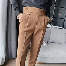 2021 Spring New Men's Suit Pants Fashion Business Casual Slim Dress Pants Men's Street Wear Social Formal Pantalon Clothing 36 (2)