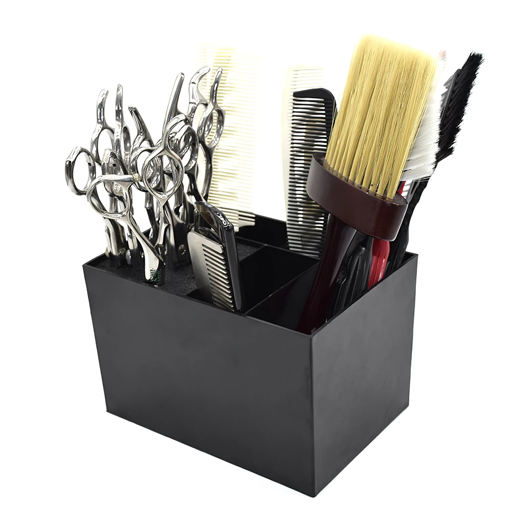 

Hair Scissors Barber Storage Box Holder Hair Brush Organizer Black Hairdressing Groomer Tool Box For Pro Salon Barber Comb