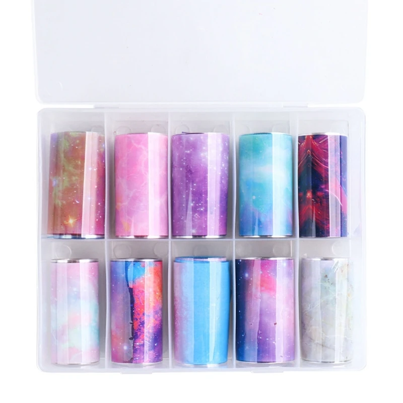 

10 Rolls Nail Foil Transfer Sticker, Colorful Blooming Nail Art Foil Wraps Decal