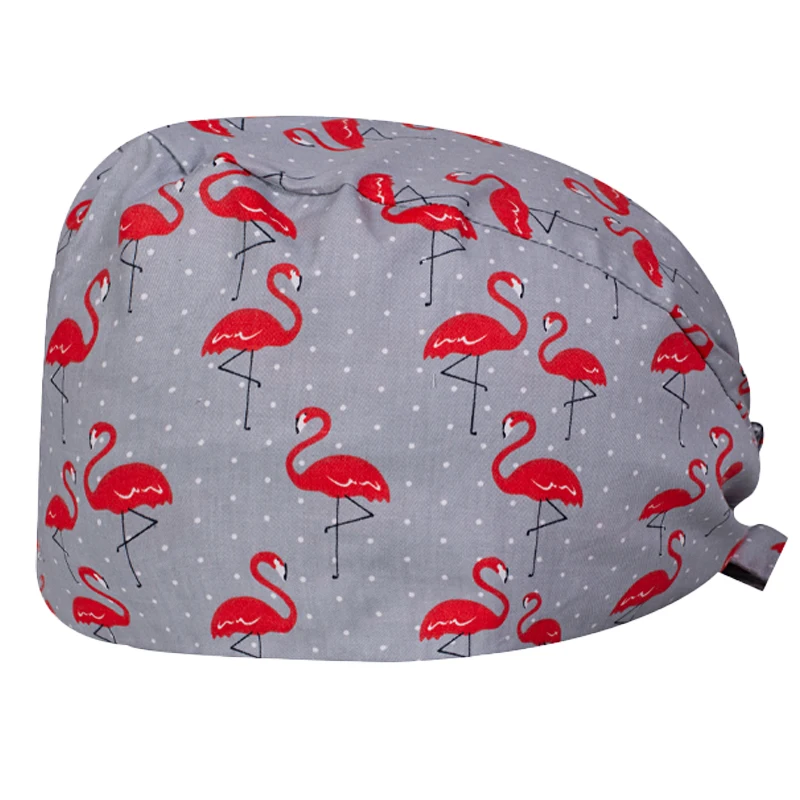 

2020 New Cartoon Print Nurse Doctor Surgical Cap Beauty Salon Laboratory Pet Shop Scrub Hat Chef Work Dustproof Gourd Cap