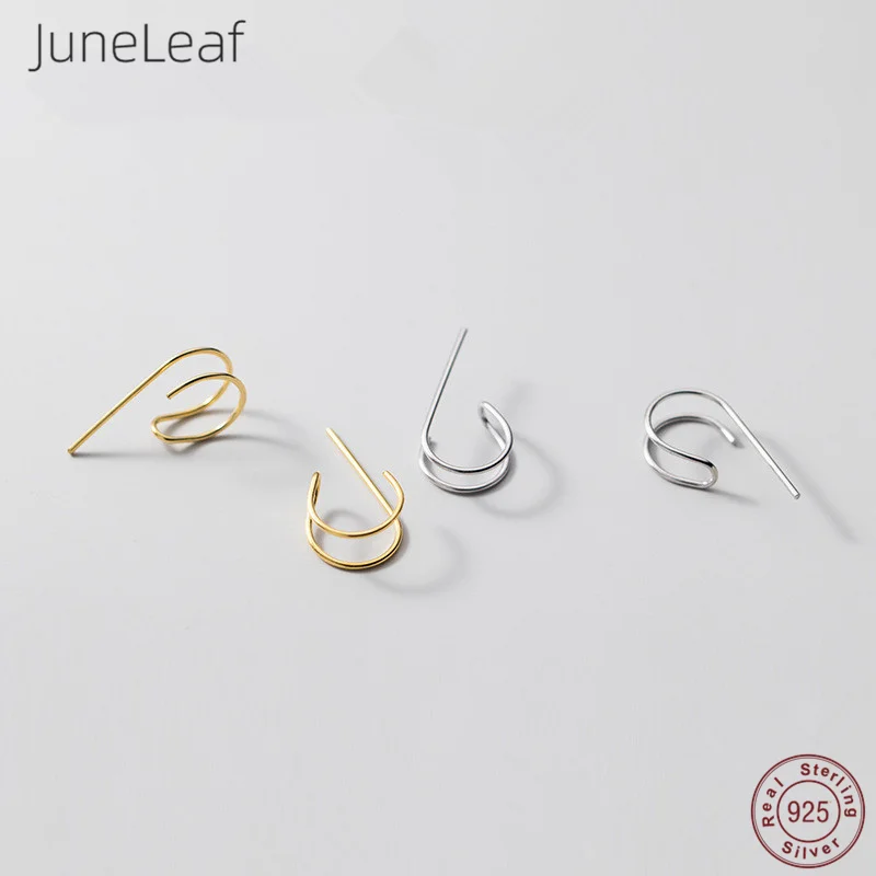 

JuneLeaf Simple Real 925 Sterling Silver Letter C-shaped Baroque Stud Earrings For Women Creative Chic Party Korean Jewelry