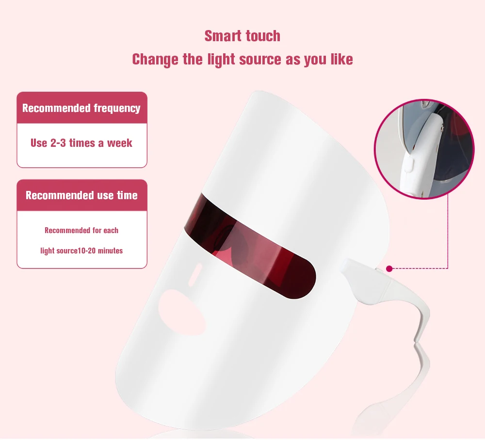 Светодиодная маска 7 цветов для фотонной терапии лица Омоложение кожи против