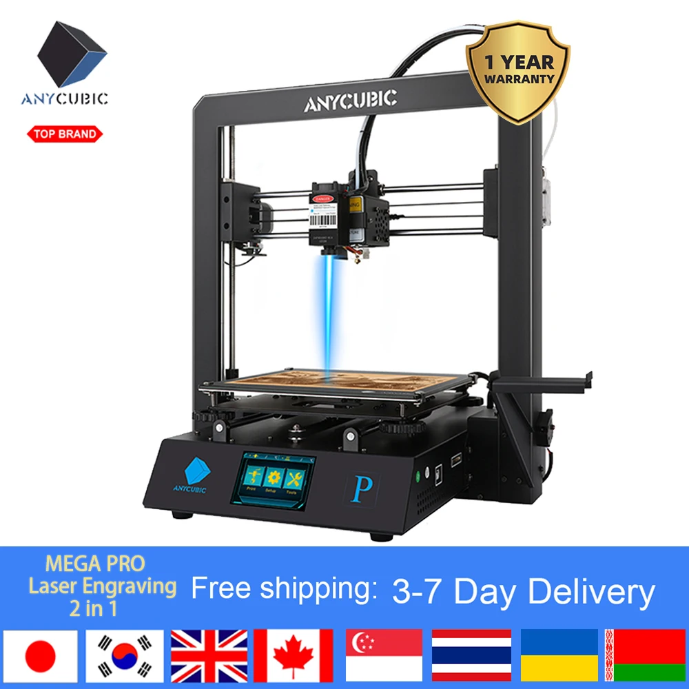 В продаже ANYCUBIC 3D-принтеры лазерная гравировка 2-в-1 Мега Pro Сенсорный Экран печати