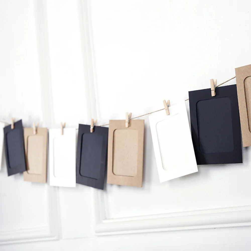 

Paper Photo Framework Wall Decoration with Clothespin and Sticker Film Decor Borders Paper Mat Frame for 4*6in Picture