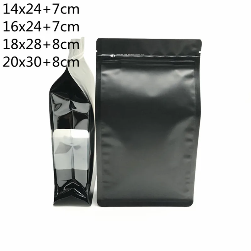

50Pcs Black Self Sealing Plastic Bags Reusable Zip Lock Storage Bags Aluminized Eight Sides Stand Up Bag Food Packaging Pouches