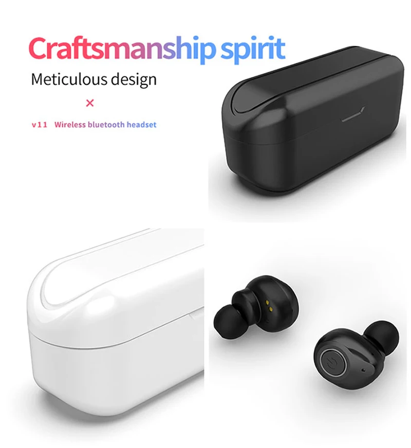TWS V11 Bluetooth наушники 5,0 настоящие беспроводные бинауральные наушники стерео наушники с шумоподавлением водонепроницаемые наушники-вкладыши