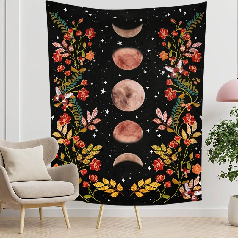 

Psychedelic Moon Starry Tapestry Flower Wall Hanging Room Sky Carpet Dorm Tapestries Art Home Decoration Accessories
