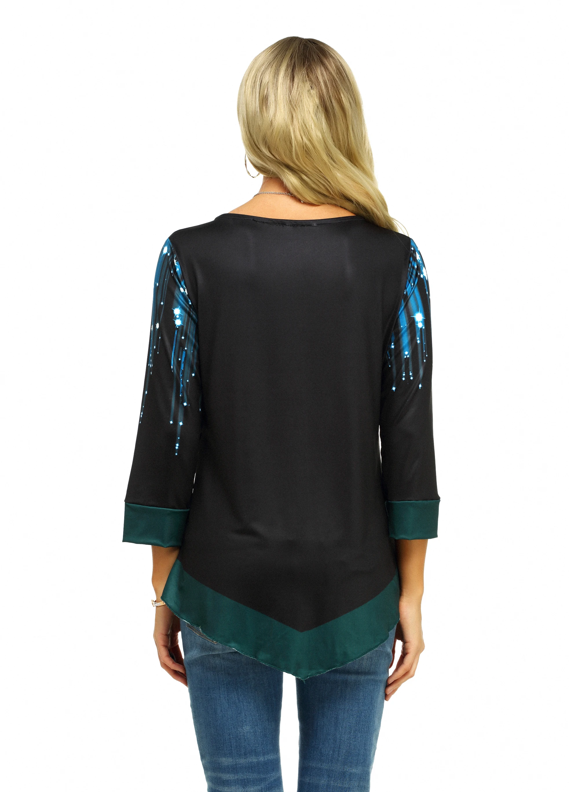 Фейерверк печатных футболка с длинным рукавом Топ для женщин 2020 новый дизайн