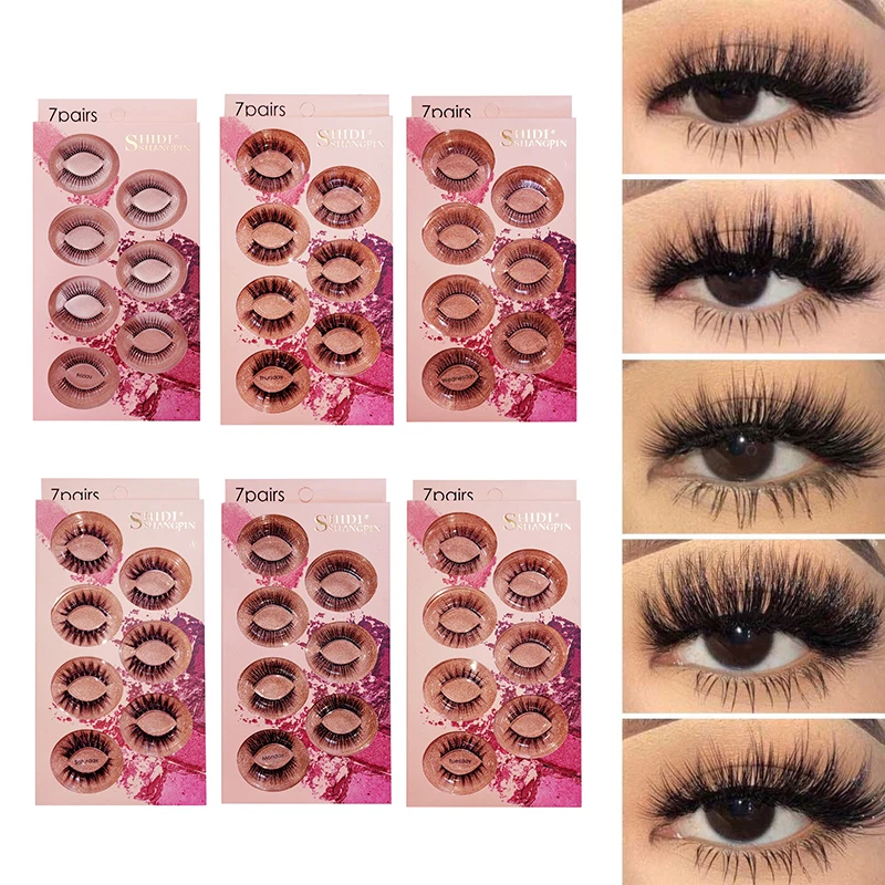 

7pairs 3D Mink Lashes Fake Eyelashes Natural False Eyelashes Dramatic Volume Fake Lashes Makeup Eyelash Extension Eyelashes