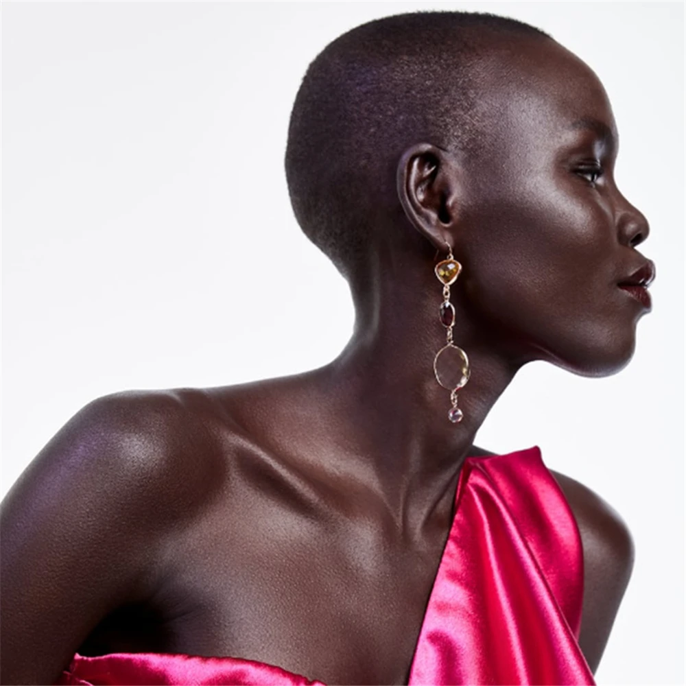 Женские винтажные серьги с кристаллами желтые красные зеленые|Серьги-подвески| |