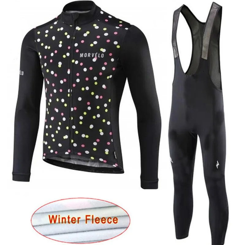 Morvelo тепловой флис мужской зимний Велоспорт Джерси Набор Ropa Ciclismo Invierno супер теплый Bkie одежда длинный 9D гелевый коврик