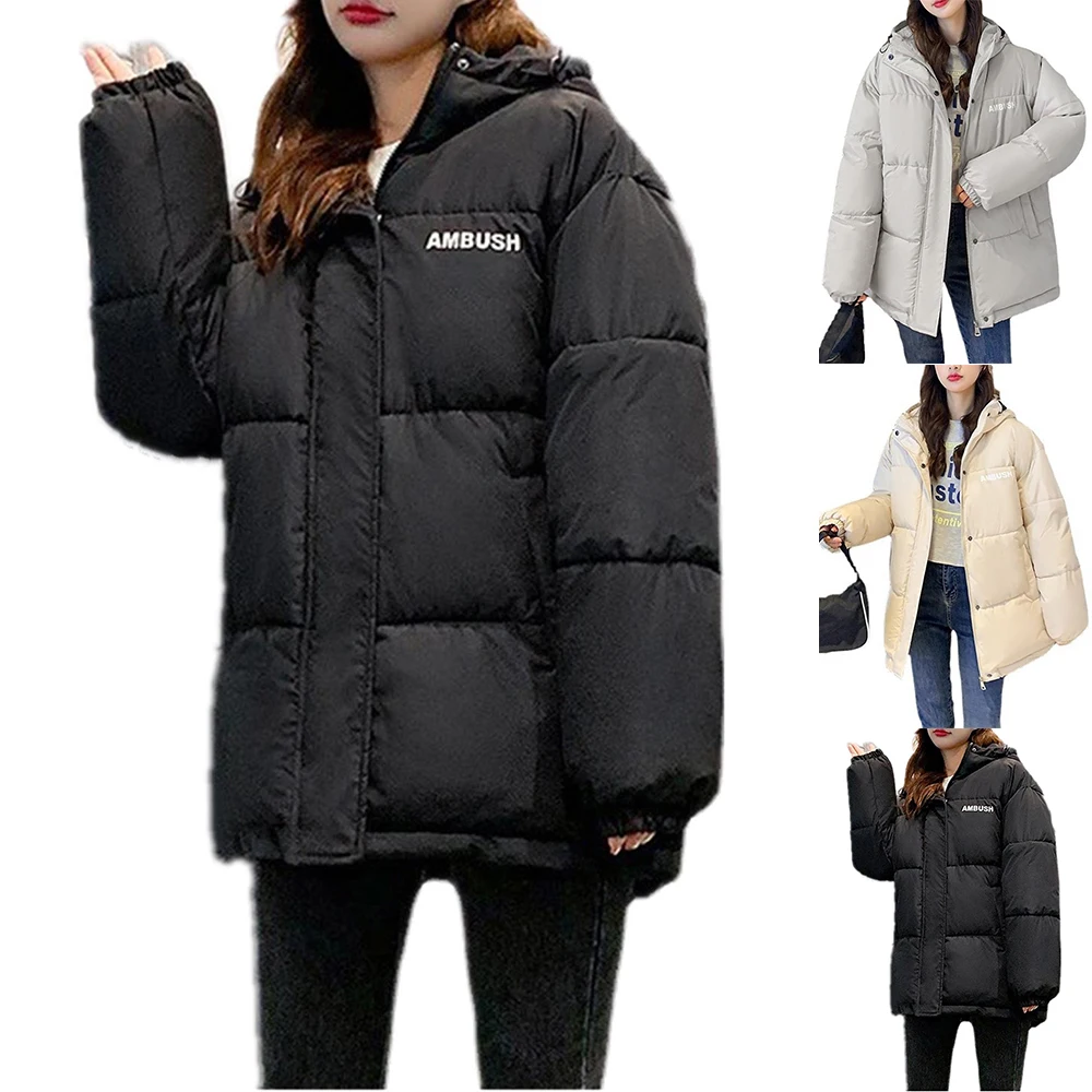 

Женский теплый пуховик с капюшоном, однотонная короткая стеганая куртка свободного покроя в Корейском стиле на осень и зиму