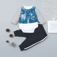 new born baby clothes set 2020 fashion fake two-piece long-sleeved top trouser suit autumn baby trench coat baby boy clothes