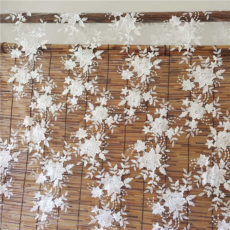 

New High-grade Mesh Embroidery Lace Fabric Flower Plant Clothing European Style Wedding Dress Veil DIY Accessories